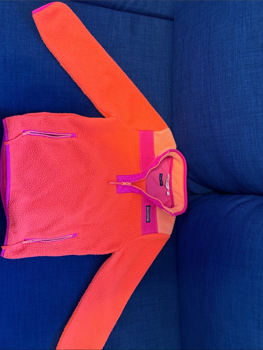 Vineyard Vines Pink & Orange Sherpa Pullover - Picture 2 of 6